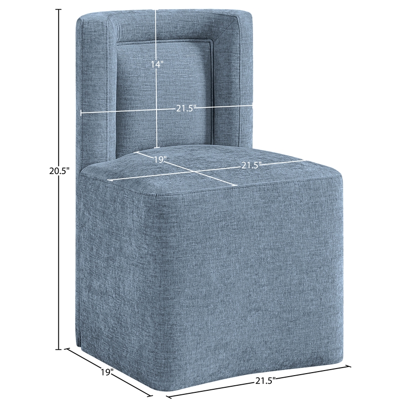 Meridian Furniture Duvina Light Blue Chenille Fabric Dining Chair