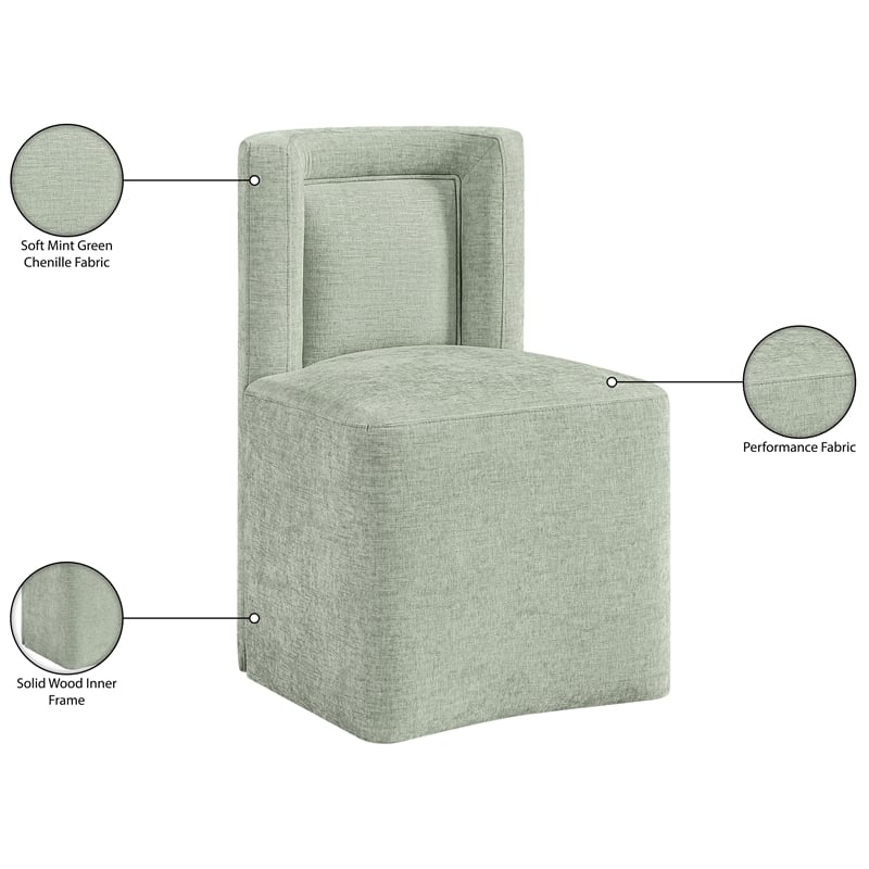Meridian Furniture Duvina Mint Chenille Fabric Dining Chair