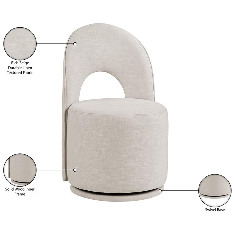 Meridian Furniture Cirelle Beige Linen Textured FabricDining Chair (Set of 2)