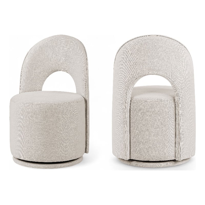 Meridian Furniture Cirelle Beige Linen Textured FabricDining Chair (Set of 2)