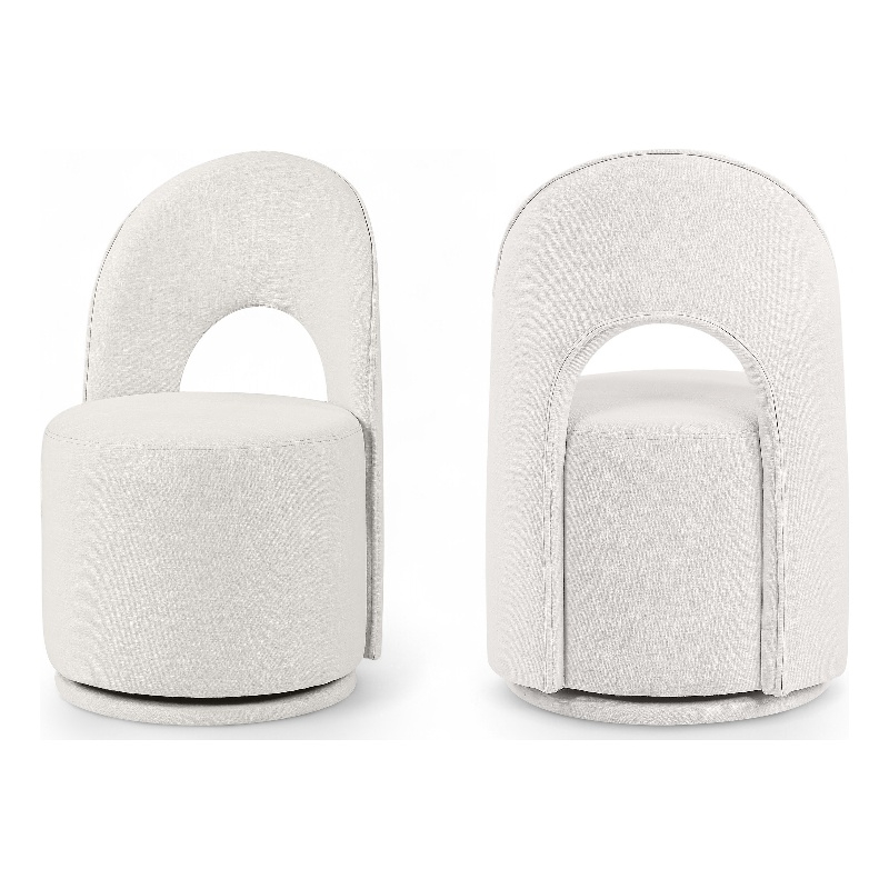 Meridian Furniture Cirelle Cream Linen Textured FabricDining Chair (Set of 2)