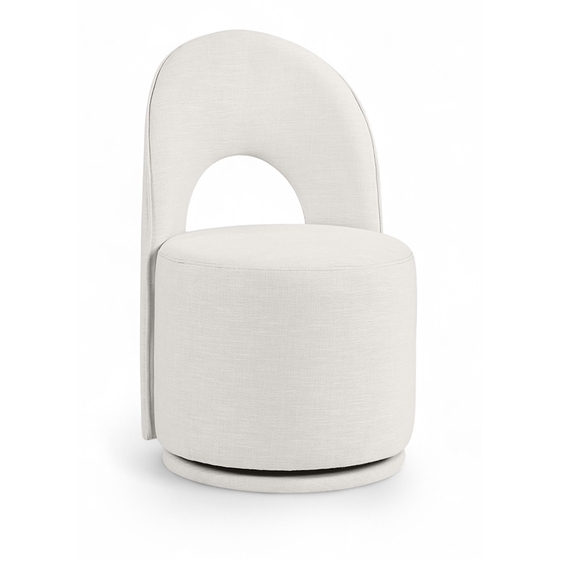 Meridian Furniture Cirelle Cream Linen Textured FabricDining Chair (Set of 2)