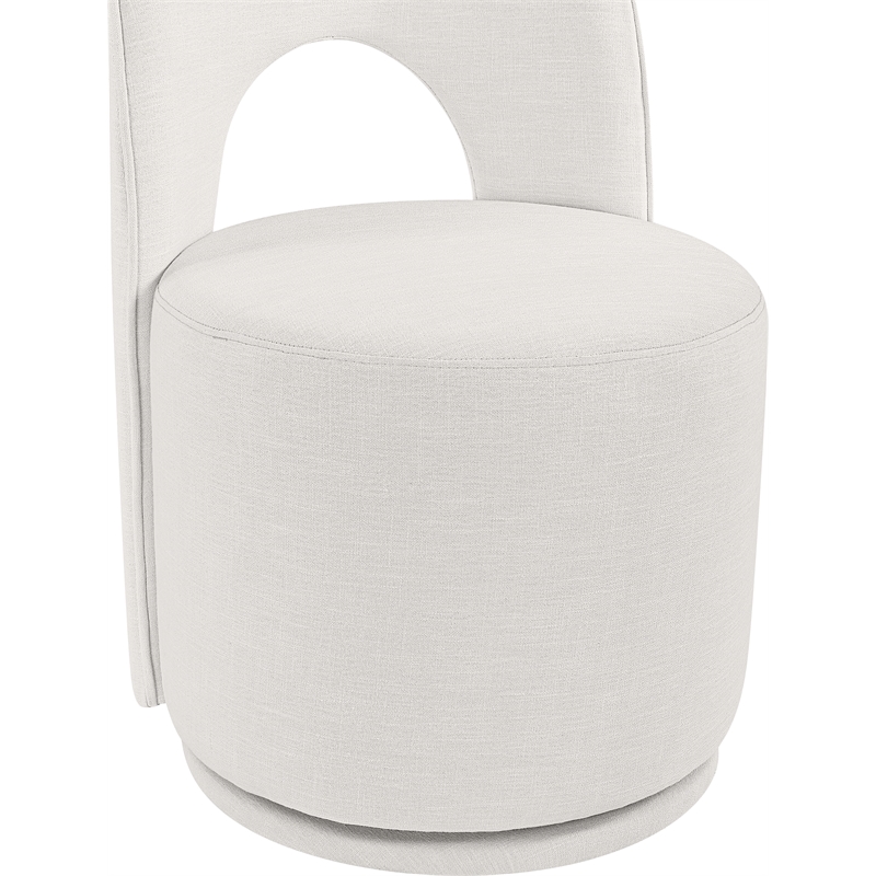 Meridian Furniture Cirelle Cream Linen Textured FabricDining Chair (Set of 2)