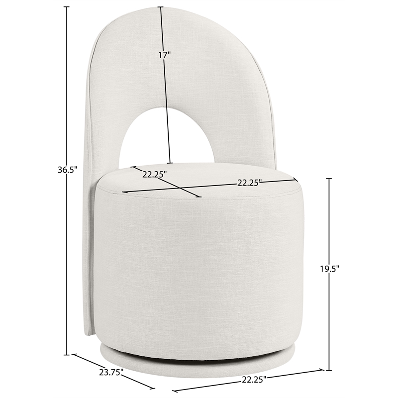Meridian Furniture Cirelle Cream Linen Textured FabricDining Chair (Set of 2)