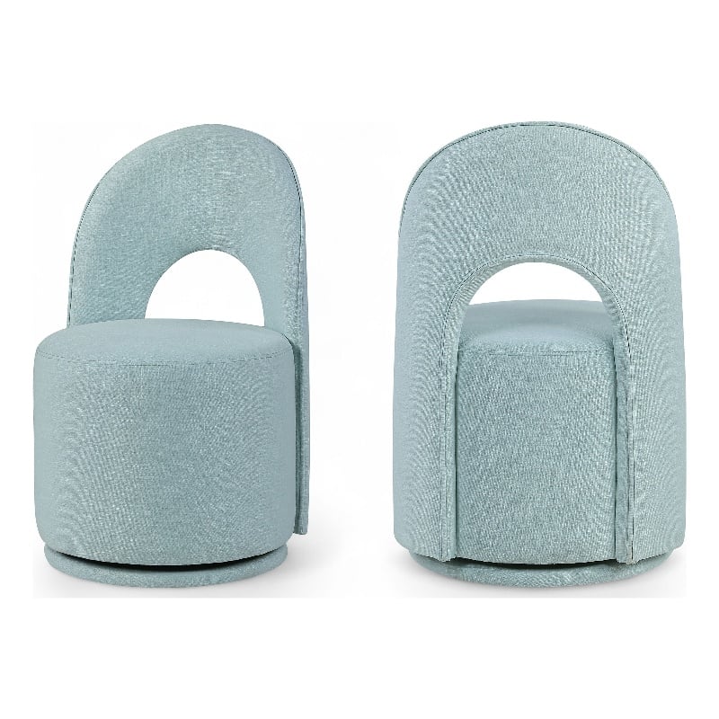 Meridian Furniture Cirelle Lt Blue Linen Textured FabricDining Chair (Set of 2)