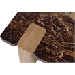 Meridian Furniture Ravenna Burgundy Marble Top And Oak Wood Base Coffee Table