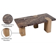Meridian Furniture Ravenna Burgundy Marble Top And Oak Wood Base Coffee Table