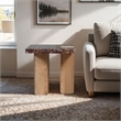 Meridian Furniture Ravenna Burgundy Marble Top And Oak Wood Base End Table