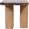 Meridian Furniture Ravenna Burgundy Marble Top And Oak Wood Base End Table