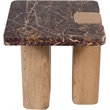 Meridian Furniture Ravenna Burgundy Marble Top And Oak Wood Base End Table