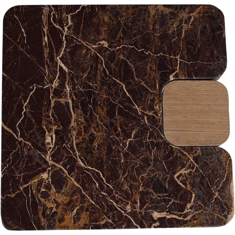 Meridian Furniture Ravenna Burgundy Marble Top And Oak Wood Base End Table