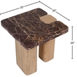 Meridian Furniture Ravenna Burgundy Marble Top And Oak Wood Base End Table