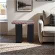 Meridian Furniture Ravenna Burgundy Marble Top And Oak Wood Base End Table