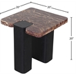 Meridian Furniture Ravenna Burgundy Marble Top And Oak Wood Base End Table