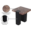 Meridian Furniture Ravenna Burgundy Marble Top And Oak Wood Base End Table