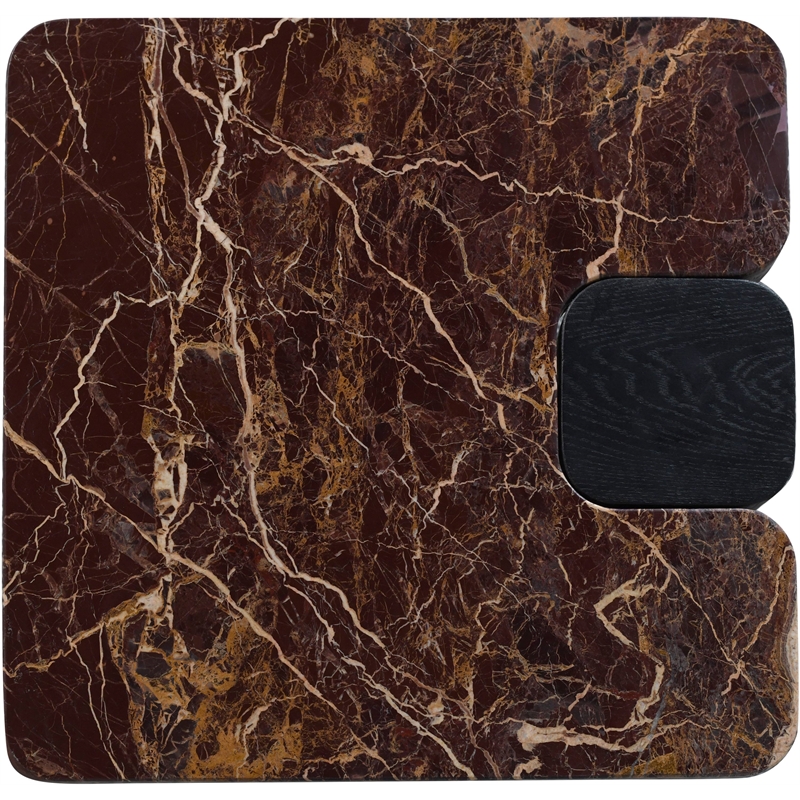 Meridian Furniture Ravenna Burgundy Marble Top And Oak Wood Base End Table