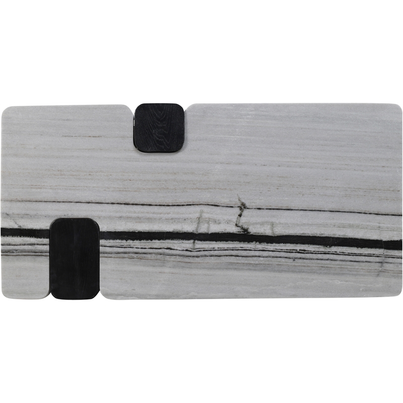 Meridian Furniture Ravenna Panda Marble Top And Oak Wood Base Coffee Table