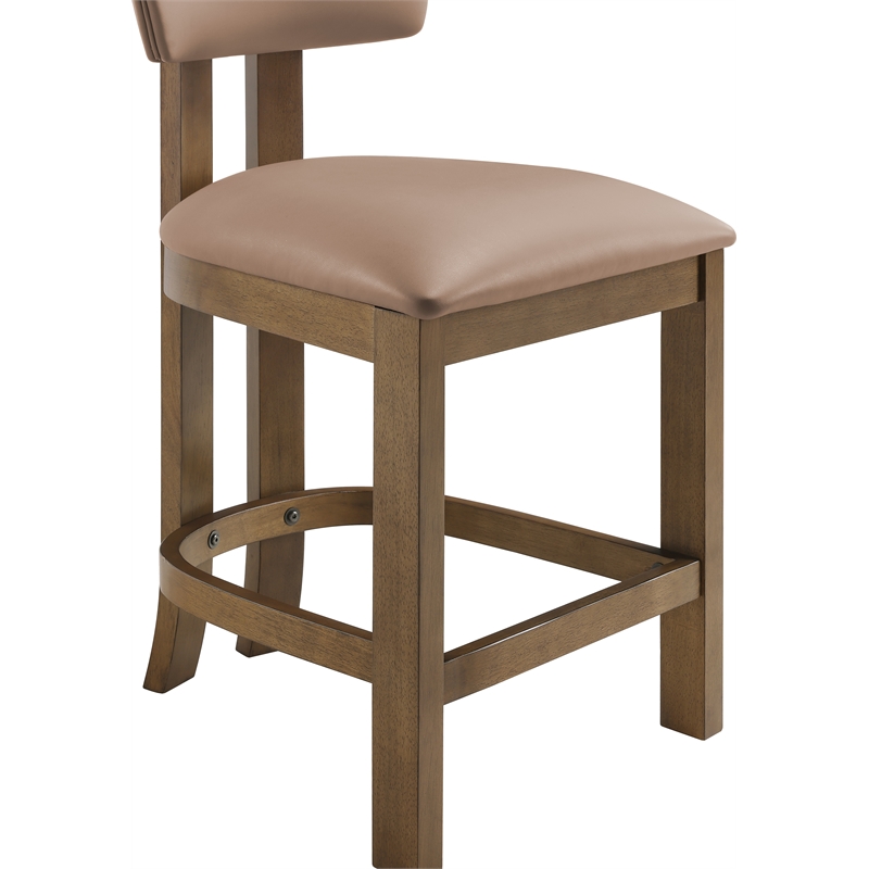 Meridian Furniture Lavrin Tan Vegan Leather Upholstered Counter Stool (Set of 2)