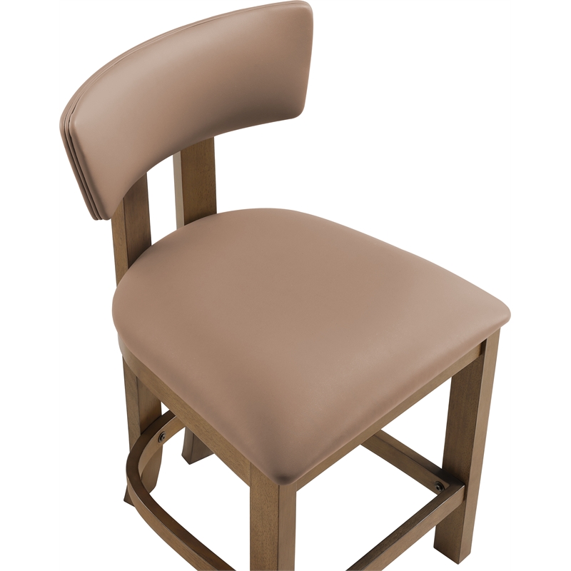 Meridian Furniture Lavrin Tan Vegan Leather Upholstered Counter Stool (Set of 2)