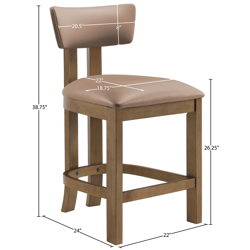 Meridian Furniture Lavrin Tan Vegan Leather Upholstered Counter Stool (Set of 2)