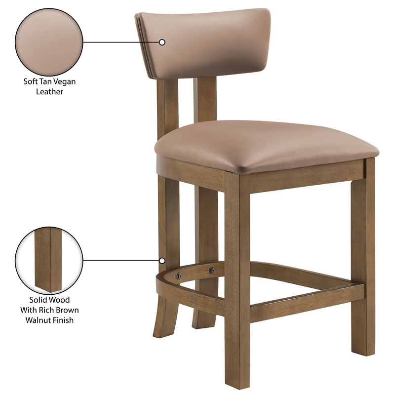 Meridian Furniture Lavrin Tan Vegan Leather Upholstered Counter Stool (Set of 2)