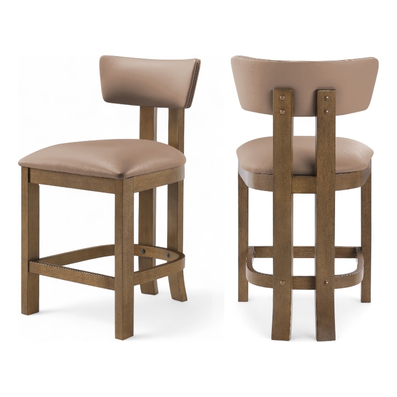 Meridian Furniture Lavrin Tan Vegan Leather Upholstered Counter Stool (Set of 2)