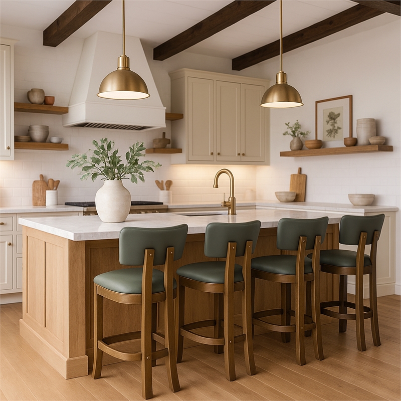 Meridian Furniture Lavrin Olive Vegan Leather Counter Stool (Set of 2)