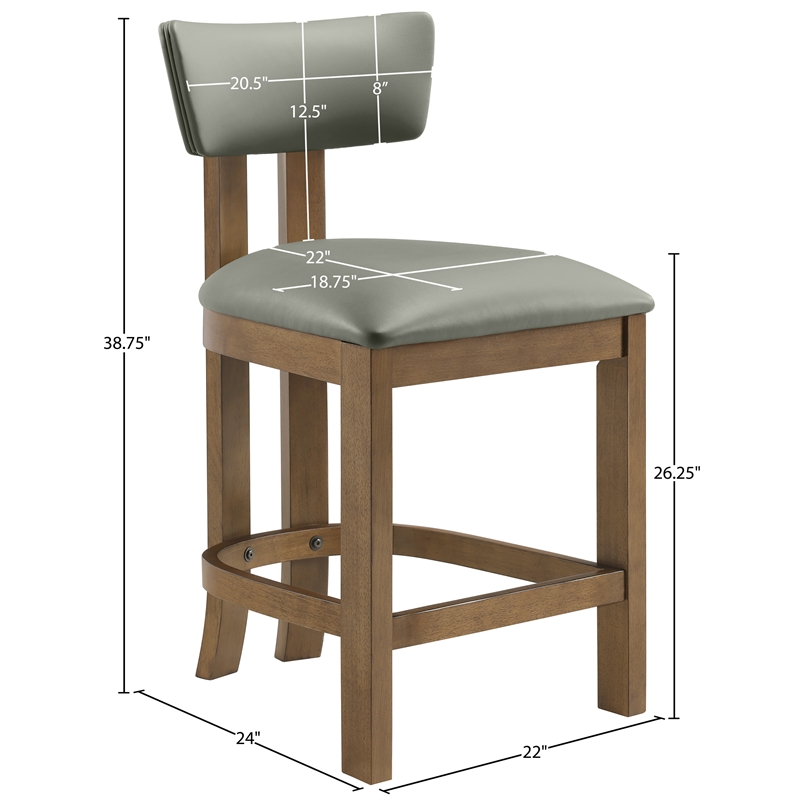 Meridian Furniture Lavrin Olive Vegan Leather Counter Stool (Set of 2)