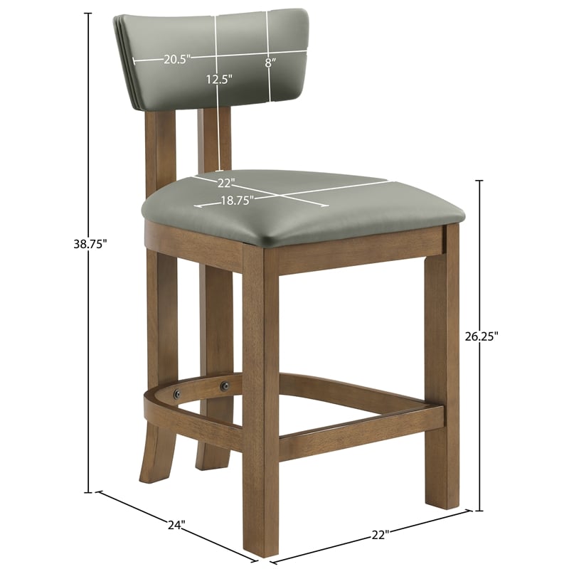 Meridian Furniture Lavrin Olive Vegan Leather Counter Stool (Set of 2)