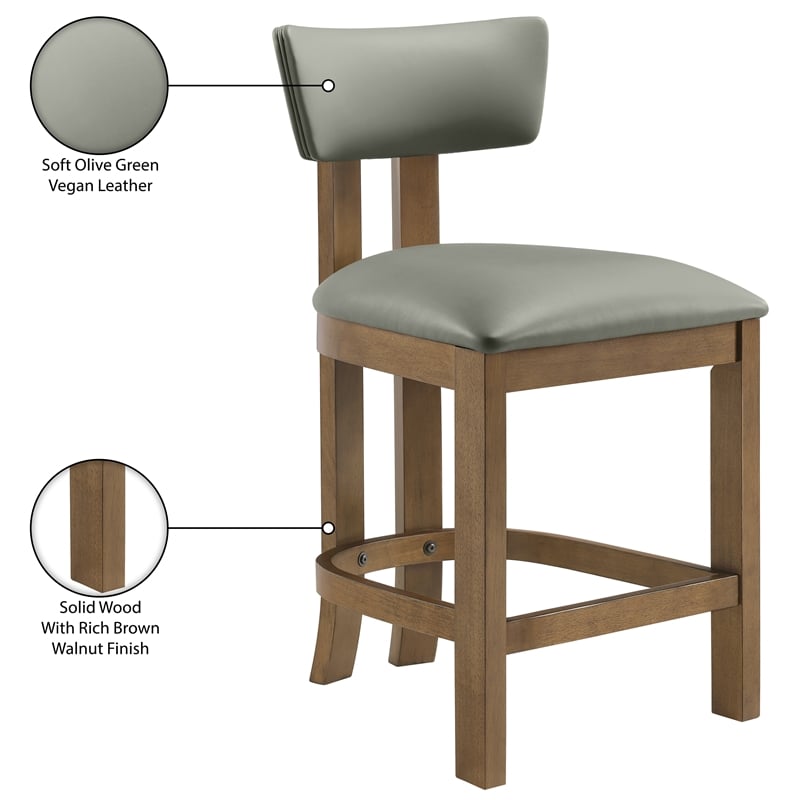 Meridian Furniture Lavrin Olive Vegan Leather Counter Stool (Set of 2)