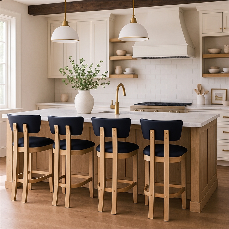 Meridian Furniture Lavrin Black Vegan Leather Counter Stool (Set of 2)