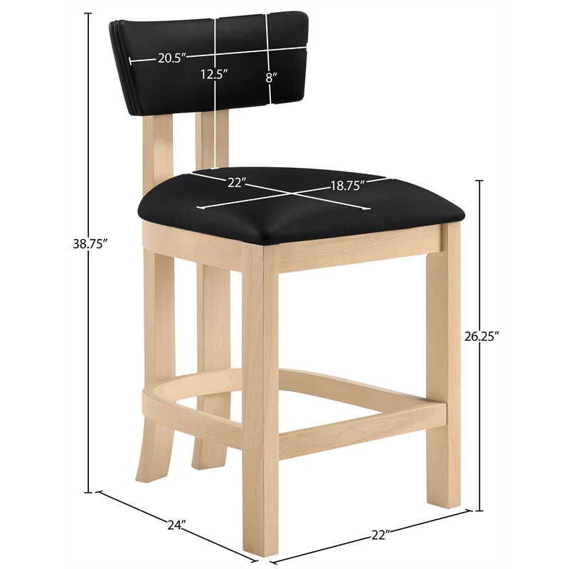 Meridian Furniture Lavrin Black Vegan Leather Counter Stool (Set of 2)