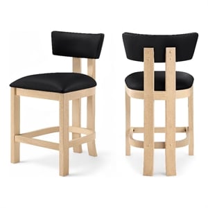 Meridian Furniture Lavrin Black Vegan Leather Counter Stool (Set of 2)