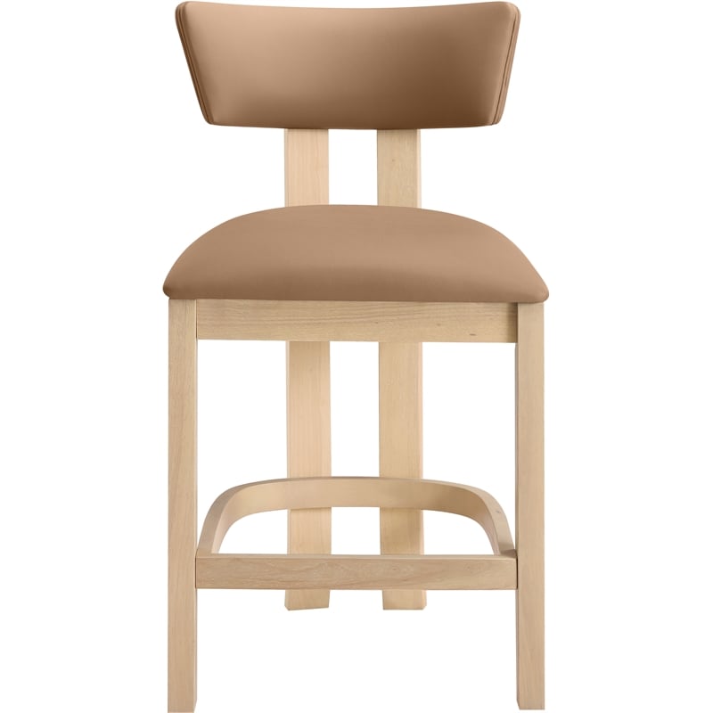Meridian Furniture Lavrin Cognac Vegan Leather Counter Stool (Set of 2)