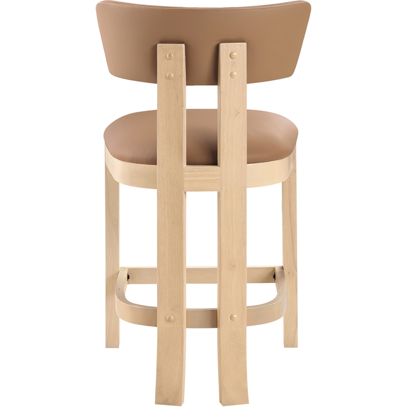 Meridian Furniture Lavrin Cognac Vegan Leather Counter Stool (Set of 2)
