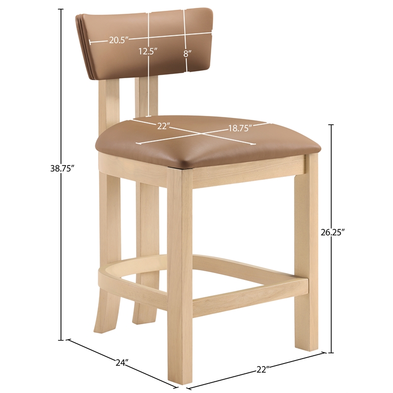 Meridian Furniture Lavrin Cognac Vegan Leather Counter Stool (Set of 2)