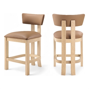 Meridian Furniture Lavrin Cognac Vegan Leather Counter Stool (Set of 2)