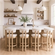 Meridian Furniture Lavrin Cream Vegan Leather Counter Stool (Set of 2)