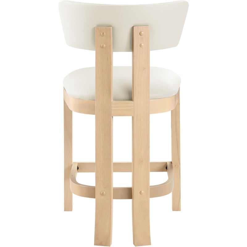 Meridian Furniture Lavrin Cream Vegan Leather Counter Stool (Set of 2)
