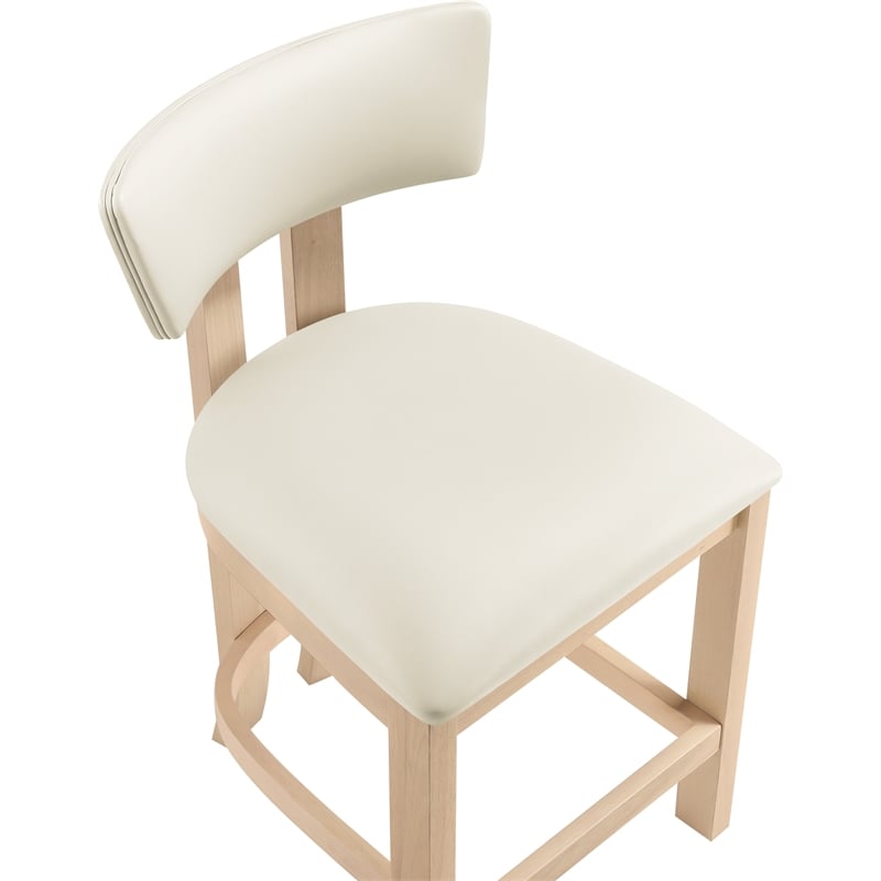 Meridian Furniture Lavrin Cream Vegan Leather Counter Stool (Set of 2)