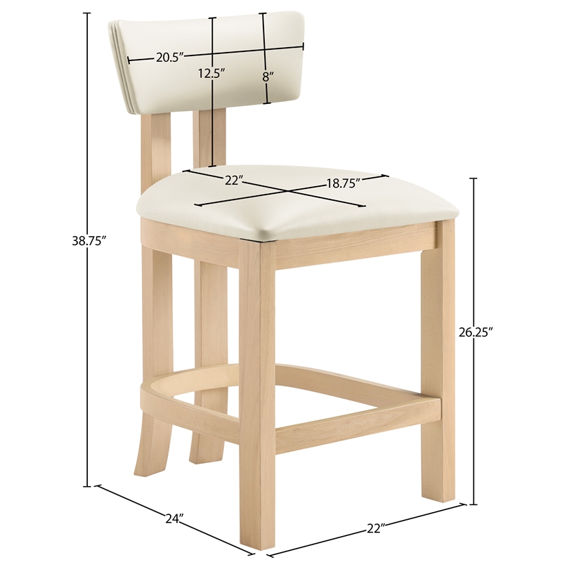 Meridian Furniture Lavrin Cream Vegan Leather Counter Stool (Set of 2)