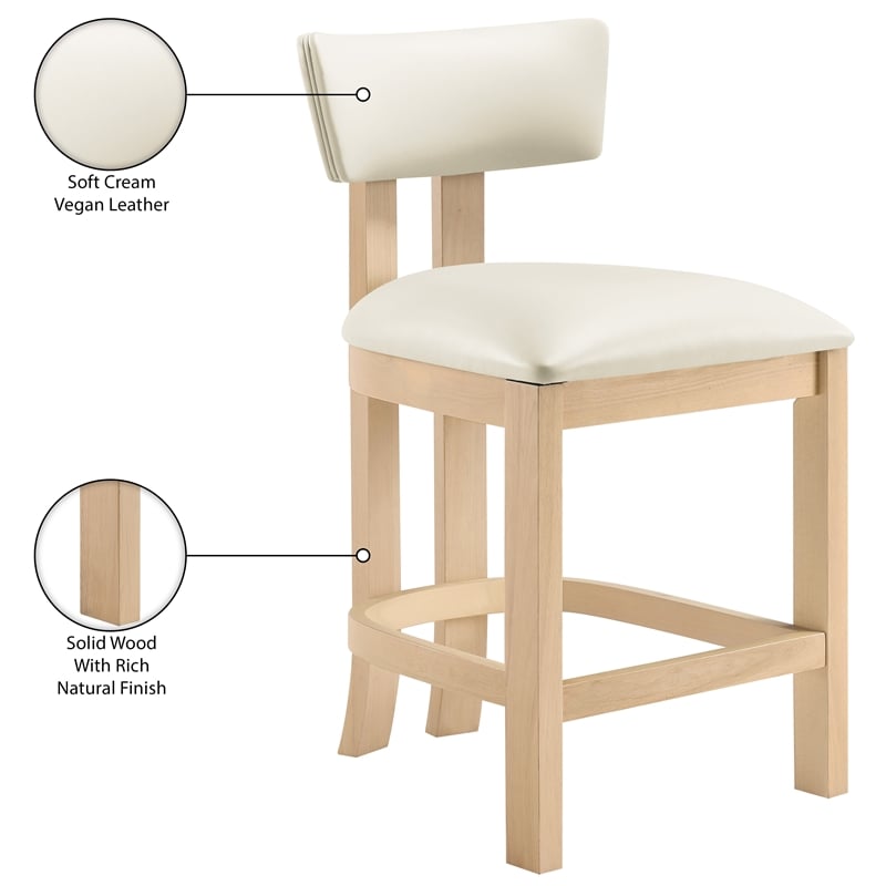 Meridian Furniture Lavrin Cream Vegan Leather Counter Stool (Set of 2)