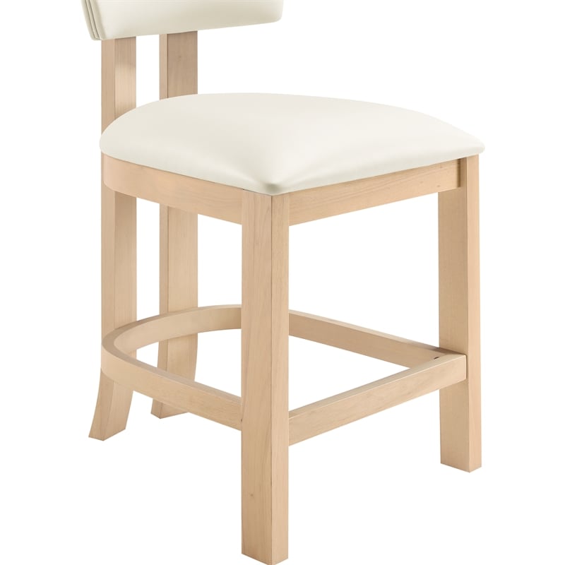Meridian Furniture Lavrin Cream Vegan Leather Counter Stool (Set of 2)