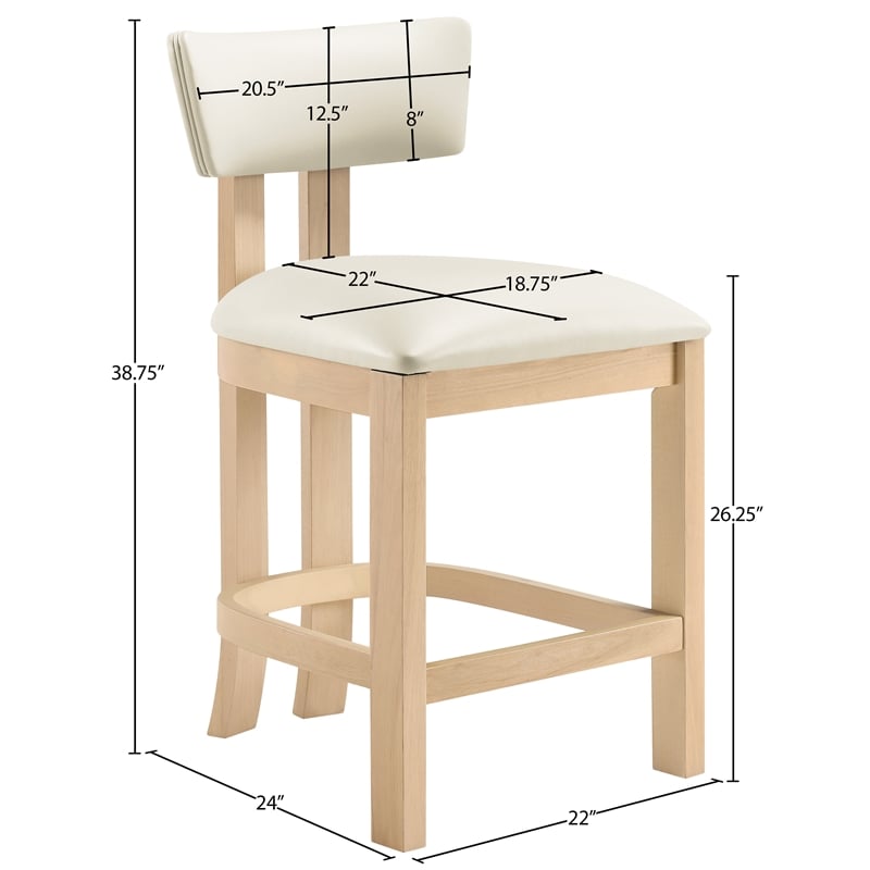 Meridian Furniture Lavrin Cream Vegan Leather Counter Stool (Set of 2)