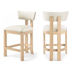 Meridian Furniture Lavrin Cream Vegan Leather Counter Stool (Set of 2)