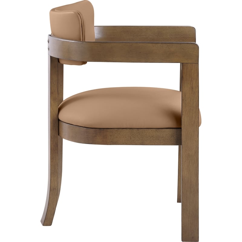 Meridian Furniture Lavrin Cognac Vegan Leather Dining Arm Chair (Set of 2)