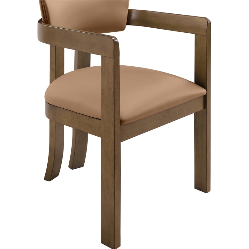 Meridian Furniture Lavrin Cognac Vegan Leather Dining Arm Chair (Set of 2)