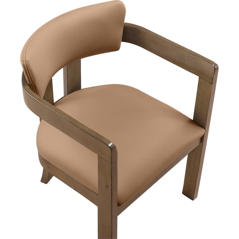 Meridian Furniture Lavrin Cognac Vegan Leather Dining Arm Chair (Set of 2)