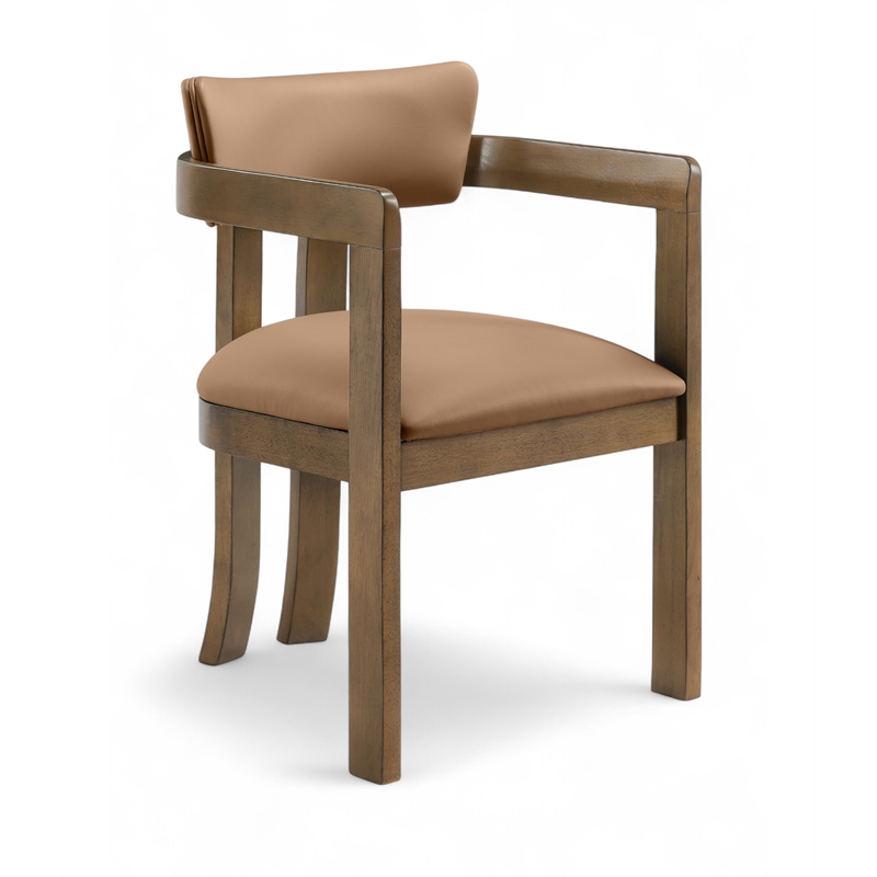 Meridian Furniture Lavrin Cognac Vegan Leather Dining Arm Chair (Set of 2)