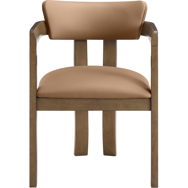 Meridian Furniture Lavrin Cognac Vegan Leather Dining Arm Chair (Set of 2)